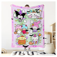 Halloween Kuromi -viltti Kawaii-sohva-ilmastointiviltti Torkkuviltti Sakeutettu kasvopyyheviltti Sänky Olohuoneen Viltti 70*90KLM-17