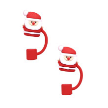 Xubond Noël, Accessoires de cuisine, Bouchon de Noël en silicone 8 mm 10 mm, Décoration de fête mignonne avec motif dessin animé, Pailles en