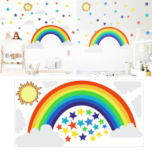 WinysinRoomMates Over The Rainbow -valkoiset pilvet -kuori ja kiinnitä jättimäinen seinätarra