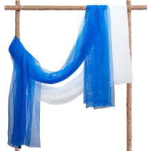 2 paneelia 66,5" x 9,8' hääkaari-drapeerauskangasta, tummansinistä ja valkoista läpikuultavaa organzaa häätaustaan, syntymäpäiväjuhliin,