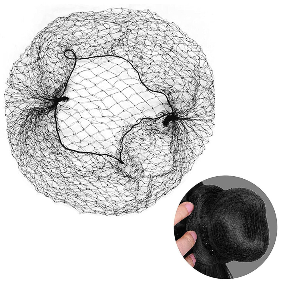 Unisex Black 100Pcs 20Inch Hair Nets Invisible Elastic Edge Mesh Hairnets Nylon Wig Nets For Food Service, Ballet Bun And Sleeping (Black)