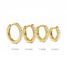 Elegante 7 mm gouden zirkonia oorring, compatibel met sterling zilveren oorringen in Koreaanse stijl, modieuze sieraden