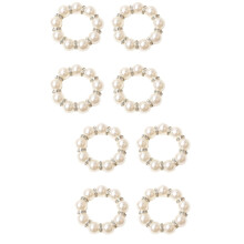 8-teiliges Set Serviettenringe, Tischdekoration, Perlenverzierung und Accessoires, Bankett-Dekorationsringe, weiße Aluminiumfolie