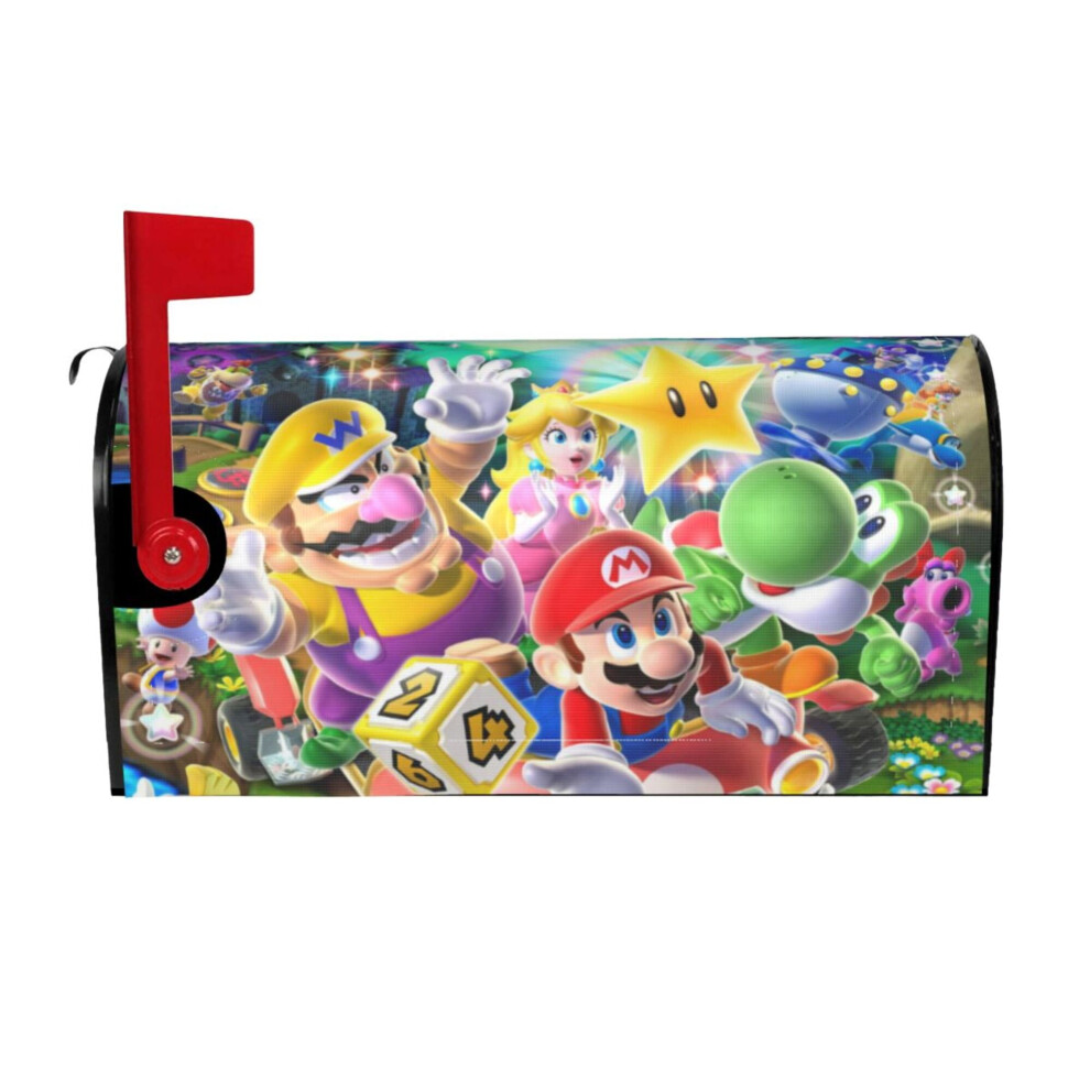 Cartoon Super Mario Mailbox Cover 18" X 21" - Magnetic, Dust-Proof, Winter & Christmas Decor, Compatible With Standard Mailboxes 9395123946665