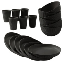 4/18pcs Wheat Straw Dinnerware Set, Unbreakable Plates, Bowls, Cups, Knives, Spoons, Forks, Chopsticks & Storage Box, Compatible with RV Camping