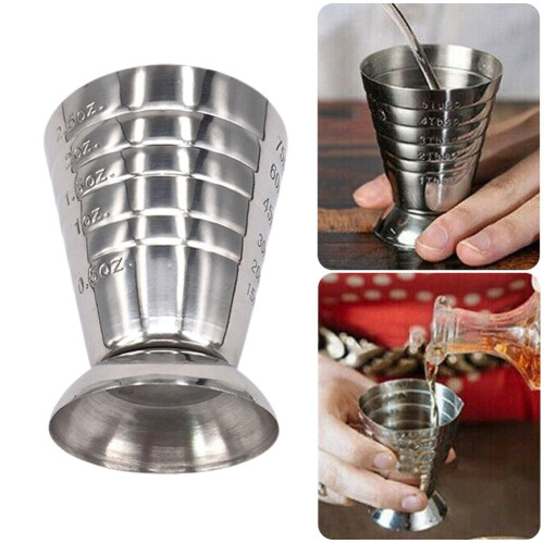 Δοχείο για κοκτέιλ από ανοξείδωτο ατσάλι 2,54oz, μεζούρα διπλής βολής με εσωτερικές 1