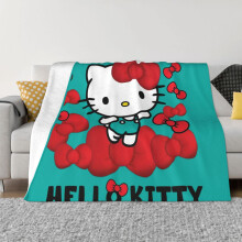 Hello Kitty -peitto, flanelli-fleece-heittopeitto, erittäin pehmeä, kodikas ja lämmin muhkea vuodevaate sohvalle, olohuoneeseen, makuuhuoneeseen -