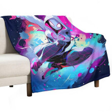 IntoTheSpider-Verse Queen Size -peitto, yhteensopiva tuulettimien kanssa, pehmeä, kevyt ja viihtyisä plyysiflanellia, sopii sängyn tai sohvan