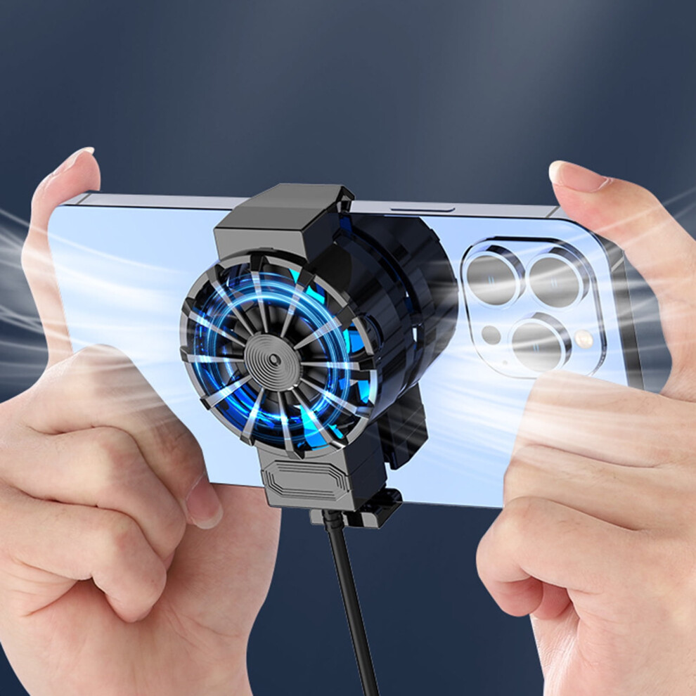 Susuchens Phone Back Radiator Quiet With Rgb Light Heat Dissipation Strong Wind 3-Speed Wind Adjustment Radiator Fan Phone Accessories Black 9395123067568