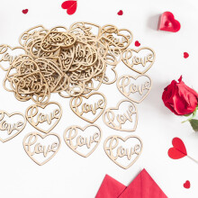 WinysinWood Party Valentinstagsdeko, 50 Stück, DIY-Herzen aus hohlem Holz, ideal für Zuhause, Feiern, Hochzeiten und mehr