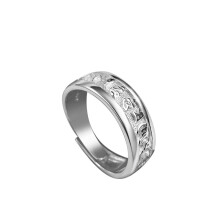 Ring van 925 sterling zilver met zes karakters en mantra voor dames, kleurecht, eenvoudige open ring, herensieraad