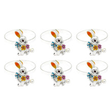 Hesroicy6Pcs Servettring Iögonfallande Utsökt Legering Påskkanin Servettcirkel Festdekoration Hemtillbehör