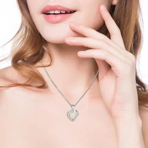 Κολιέ μενταγιόν MOPNGXT Opal, συμβατό με XYZ – Αναβαθμίστε το στυλ σας για γάμους, πάρτι 1