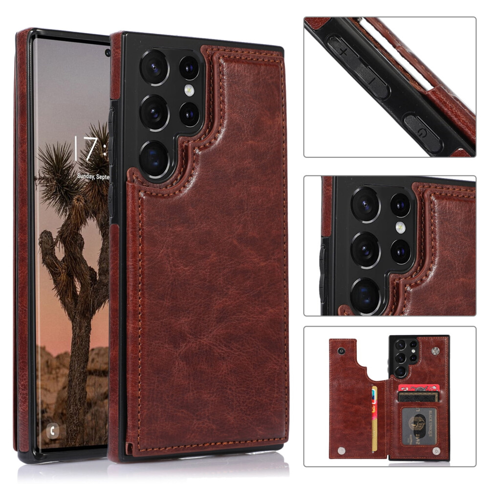Luxury Flip Wallet Case For Samsung Galaxy S25ultra/S25plus/S25/S24/S24plus/S24ultra, Leather Cover With Card Slots & Kickstand 9395123164281