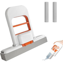 Mini Sponge Mop with Foldable Design, SelfWringing for Kitchen Bathroom Glass Tile Cleaning