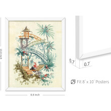 Postere XFX - Design Vintage cu Cascadă, Imprimeu Chinoiserie Antic, Estetică Tradițională Chineză - 8x10 Alb Neînrămat