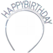 4x Verjaardagshoofdband, Verjaardagshaarband, Stijlvolle verjaardagstiara, Verjaardagskroon als feestcadeau, Dames, 18cmx17,5cm