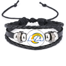 Sort håndvævet modeartikel til mænd og kvinder. Alsidig og flerlags vævet armbånd. Justerbar længde (Los*Angeles*Rams)
