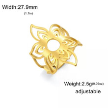 RSAMD Triple Flower Rings Rustfrit Stål Justerbare Fingerringe til Kvinder Smykker-Guld-Justerbar