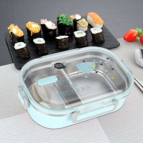 Bento Box Δοχείο Φαγητού από Ανοξείδωτο Ατσάλι, Φορητό 304 650ML Αδιάβροχο για Παιδιά και 2
