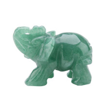 LYUMO Udskåret Helbredende Krystal Elefant Figur Naturlig Jade 5 cm Boligindretning Møbelartikel (Grøn Aventurin)