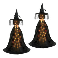 SUSUchens2ks Strašidelné ozdoby s duchy, Halloweenská dekorace na stání s řetězovými světly, snadná montáž na verandu