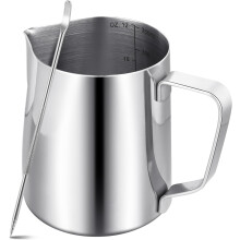 304 Stainless Steel Milk Frothing Pitcher 12oz Latte Art Cup with NoDrip Spout and Measurement Marks