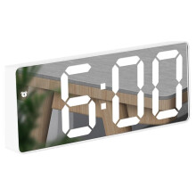 Relógio Despertador Digital com Controle de Voz ADVEN, Display de Mesa, Espelho LED, Dois Níveis de Brilho, Decoração para Casa, Ideal para