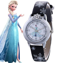 Frozen Princess Cartoon Watch Kids Girls Cute Quartz Watch Black