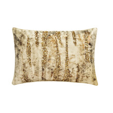 Funda de almohada lumbar dorada de 30x40 cm (12"x16"), almohada rectangular de lino con lentejuelas y cuentas, estampado abstracto de estilo moderno