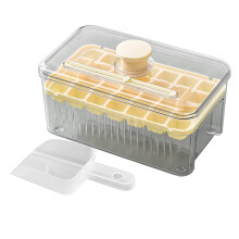 Formas de gelo, forma para cubos de gelo com tampa e recipiente, 28 peças de moldes quadrados para cubos de gelo com pá de gelo, fácil de