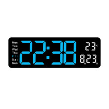 Relógio de parede digital Apooke de 15 polegadas, com grande visor LED, despertador, ajuste de brilho e exibição de data e temperatura.