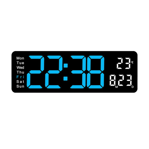 Relógio de parede digital Apooke de 15 polegadas, com grande visor LED, despertador, ajuste de brilho e exibição de data e temperatura.
