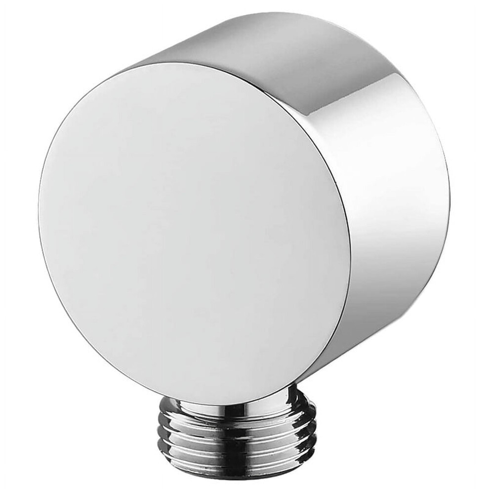 Wall Supply Elbow,Brass Round Wall Mount Shower Hose Connector Accessories G1/2Inch Water Outlet For Shower-Silver 9395123289328