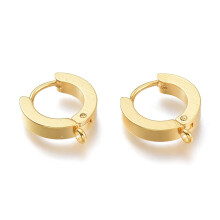 20 apprêts pour boucles d'oreilles créoles Huggie en acier inoxydable 304 plaqué or 24 carats véritable, avec anneau vertical et finition ionique