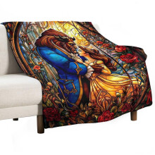 La Bella y la Bestia. Una manta súper suave para Navidad. Manta de franela y microfibra para sofá, cama o sillón. Esponjosa y cálida. 60" x 80".