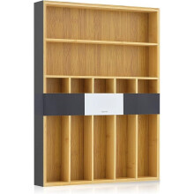 Organizér na příbory a kuchyňské náčiní z bambusu se 7 přihrádkami, vhodný do kuchyně, koupelny a garáže.