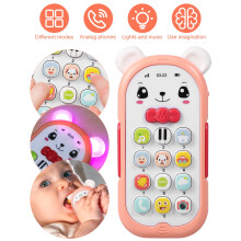 Telefone de brinquedo para bebês com luzes e música - Brinquedo musical educativo para bebês e crianças pequenas (Rosa claro)