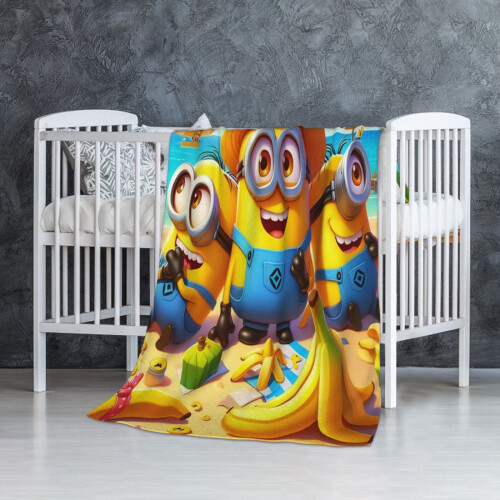 Κουβέρτα Minions από φλις, εξαιρετικά απαλή, άνετη θήκη συμβατή με σαλόνι, καναπέ, 1