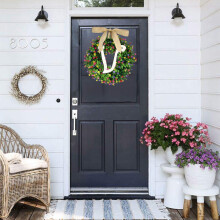 Guirnalda de apellidos única Winysin1PC con lazo, compatible con AZ, letrero de bienvenida para la puerta principal, decoración rústica, regalo