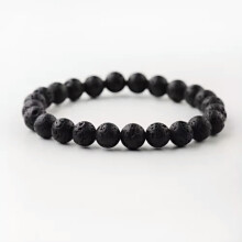 RSAMD 2er-Set 7-Chakra-Armbänder aus Holz mit Buddha-Onyx-Heilperlen, Balance-Perlen gegen Angstzustände – 1 Lavastein