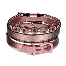 RSAMD Klassisches Edelstahl-Armband mit römischen Ziffern, Luxus-Manschettenarmbänder, modisches Herren-4er-Set, Roségold