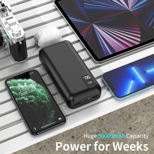 Φορητός φορτιστής γρήγορης φόρτισης 50000mAh 22.5W, γρήγορη φόρτιση USB-C με 3 εξόδους και 1