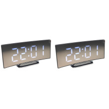 2 db-os nagyméretű képernyős ébresztőóra LED-es tartós, praktikus, tükörnémító ébresztőóra otthoni iskolába (fehér)