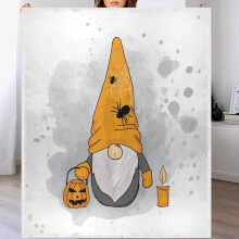 Blaincéad Caithimh Gnome Oíche Shamhna Gleoite 50x60 Orlach, Lomra Flannéil Bog Cluthar, Blaincéad Éadrom Te Clúmhach do Tholg, Leaba, Cathaoir