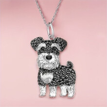Niedliche Herren-Halskette mit Schnauzer-Anhänger, Schmuckaccessoires mit Welpenmotiv