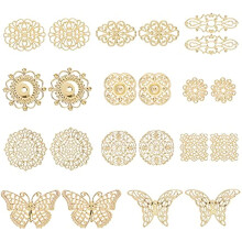 66 piezas de conectores de filigrana dorada, dijes de mariposa, colgantes de metal para la fabricación de joyas DIY, suministros de decoración