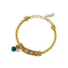 Neues chinesisches Retro-Armband mit Schmetterlingsmotiv aus farbigem Emaille, vielseitiges Modeschmuckstück