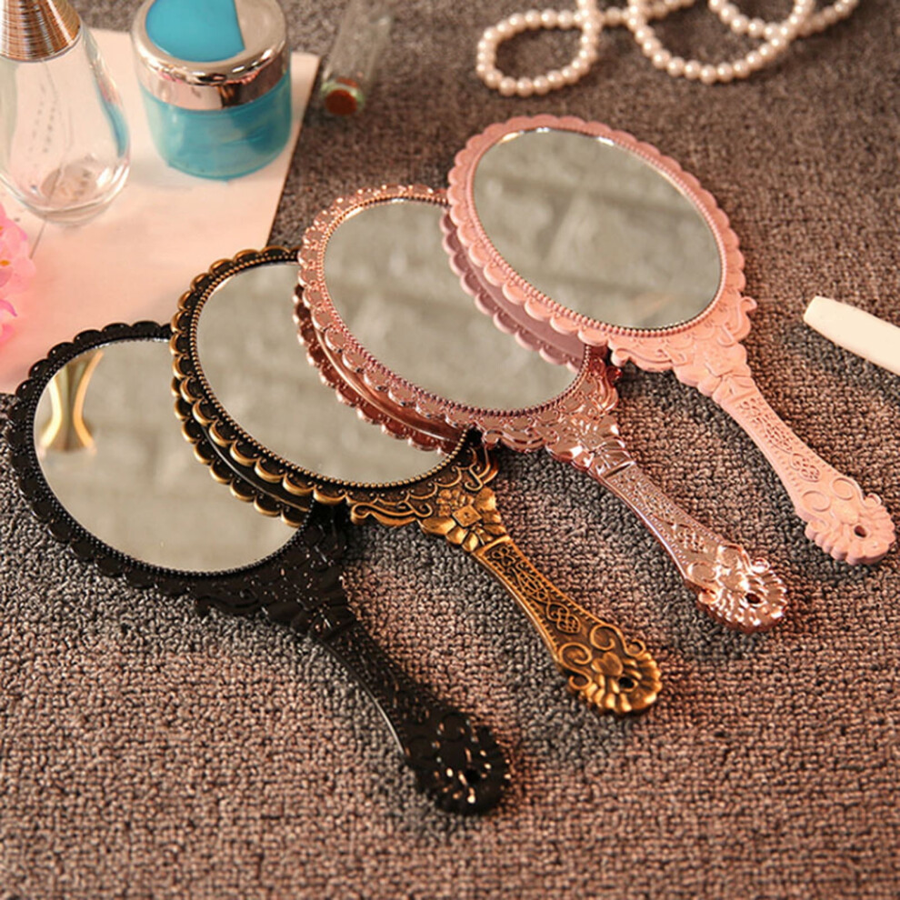 Walbest Vintage Handheld Makeup Mirror, Small Portable Cosmetic Mirror with Embossed Flower Design, Cute Travel Mirror for Girls