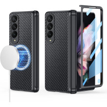 Kompatibilné s puzdrom Samsung Galaxy Z Fold3Case, podporuje všetko príslušenstvo MagSafe, kožený zadný kryt, ochrana pántov, vstavaná